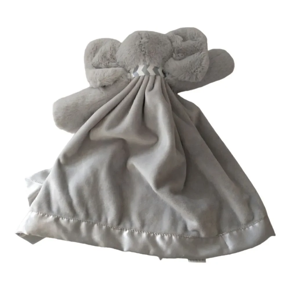 Bearington Baby Elephant Lovey Lil Spout Snuggler Gray Security Blanket Satin.‎